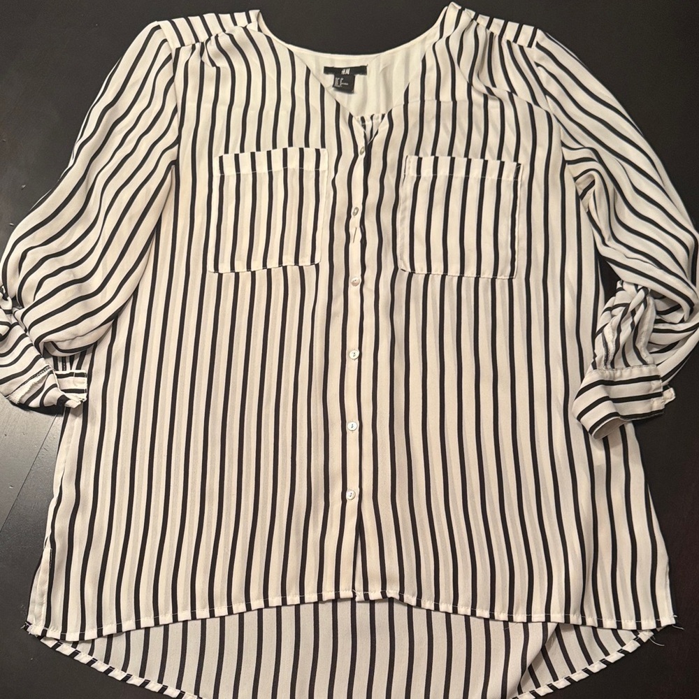 H&M Monochrome Striped Blouse